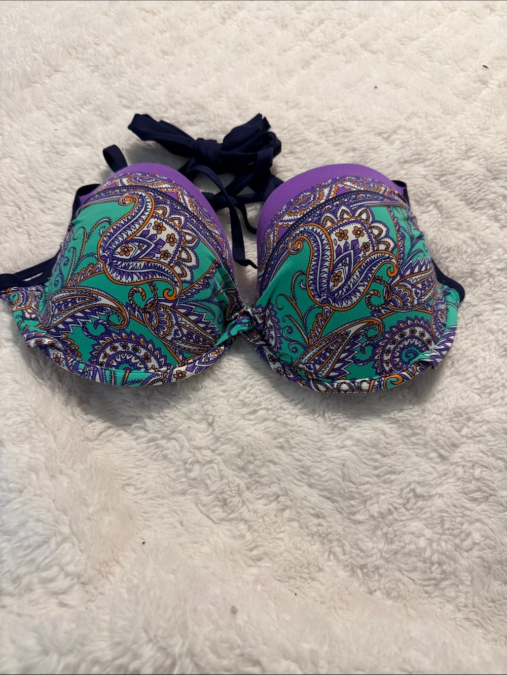 Paisley Push-Up Bikini Top in Teal & Purple